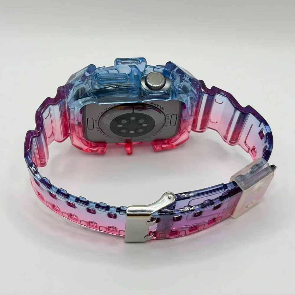 G-Shock Style‎ Translucent Pink and Blue Smartwatch Case